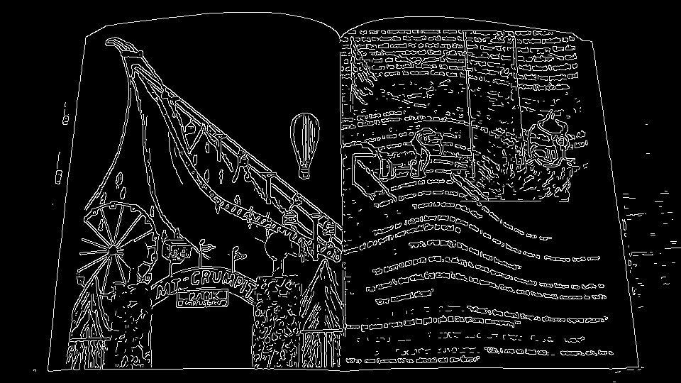 a children's open storybook. left page: 'grinch 2: the way i see it'. a drawing of the grinch smiling snyly. a stick figure man in the bottom right corner with the text 'by uncle bob'. right page: random drawings of cartoon characters and a house. rendered as white lines on black